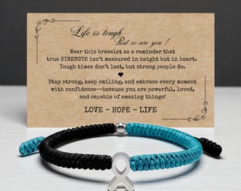 Premenstrual Dysphoric Disorder Awareness Bracelet, Stainless Steel HOPE Ribbon Charm, PMDD Awareness Adjustable Bracelet, Survivor Gift