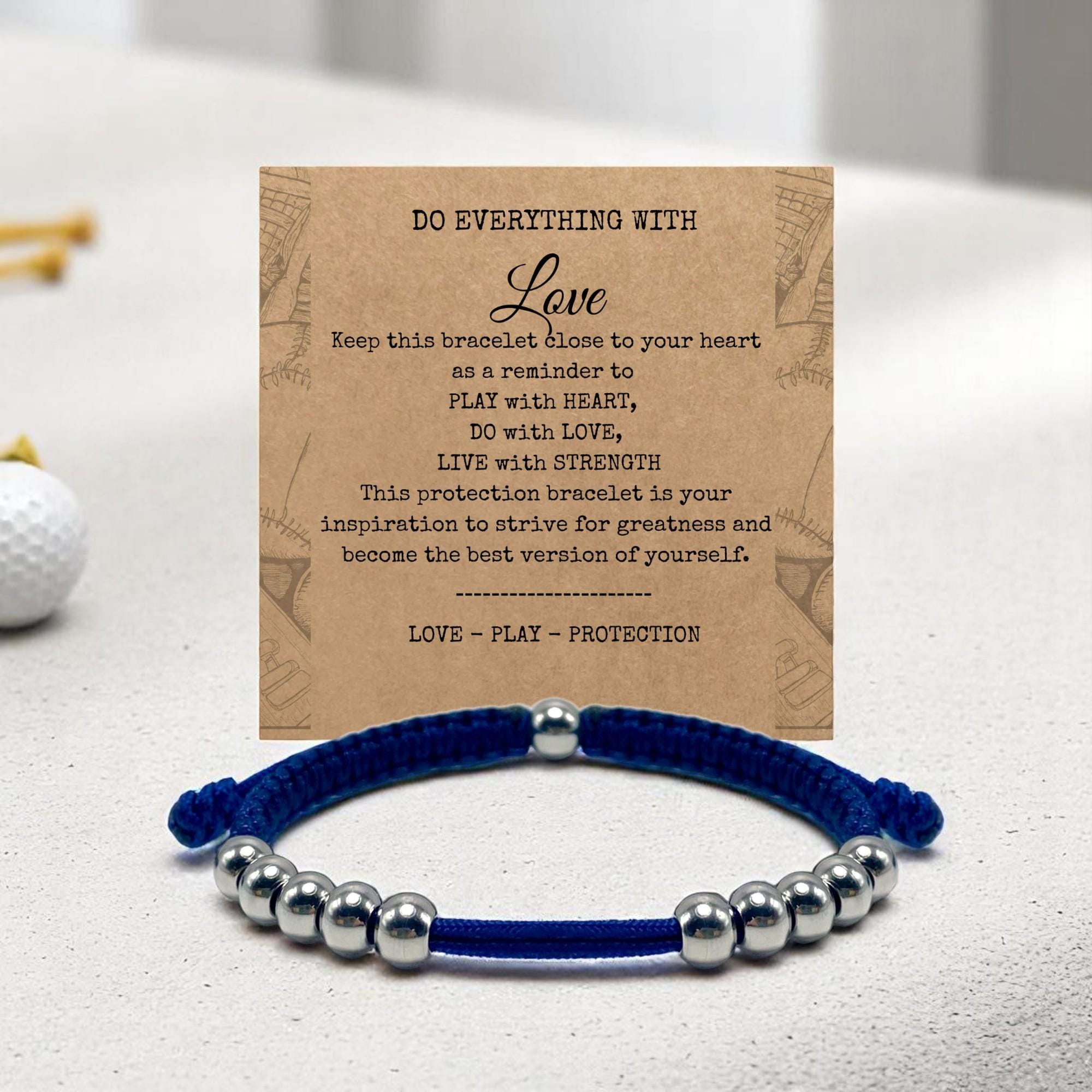 Navy Color, Stainless Steel Golf Counter Bracelet, Counting 10 Sliding Beads Beaded Golf Stroke Counter, Adjustable Counting Bracelet
