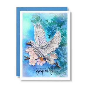 Carte de sympathie quilling colombe, carte de voeux de sympathie avec enveloppe, carte colombe quilling, fait main avec la plus profonde sympathie carte perte d'un être cher