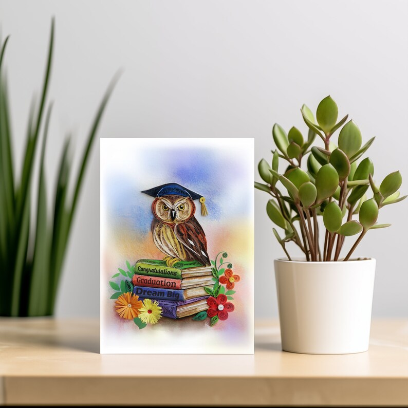 Owl and Book Graduation Quilling Card, High School Graduation Card ...