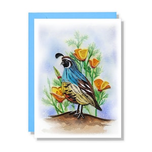 Carte de joyeux anniversaire quilling, carte de fleurs de pavot et de caille, cadeau d'anniversaire pour femme, maman, fille, fille, carte piquants, fleur du mois de naissance