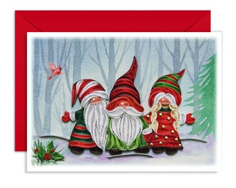 Carte de quilling de Noël Gnomes, carte de Noël Gnomes, carte de Noël drôle, carte de Noël pour maman amie amoureuse à Noël, nouvel an, remerciement