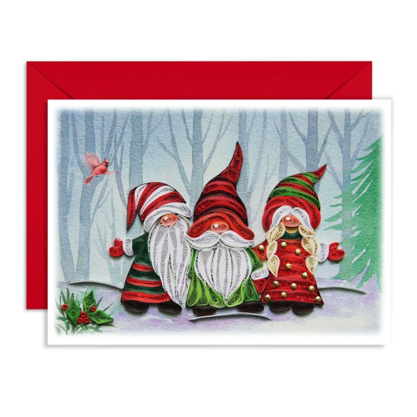 Gnomes Christmas Quilling Card, Gnomes Xmas Card, Funny Christmas Card, Xmas Card for Love Friend Mom on Xmas, New Year, Thanks Giving