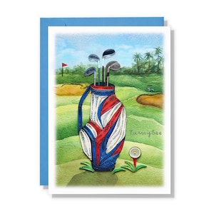 Bonne fête des pères, carte de golf pour papa, carte de papa pour toutes les occasions, carte de golf pour papa, carte artistique pour mari, papa, grand-père, grand-père