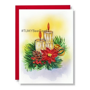 Quilling Candle Noël carte quilling, carte de Noël bougie, carte de Noël faite main pour l'amour ami maman à Noël, nouvel an, merci