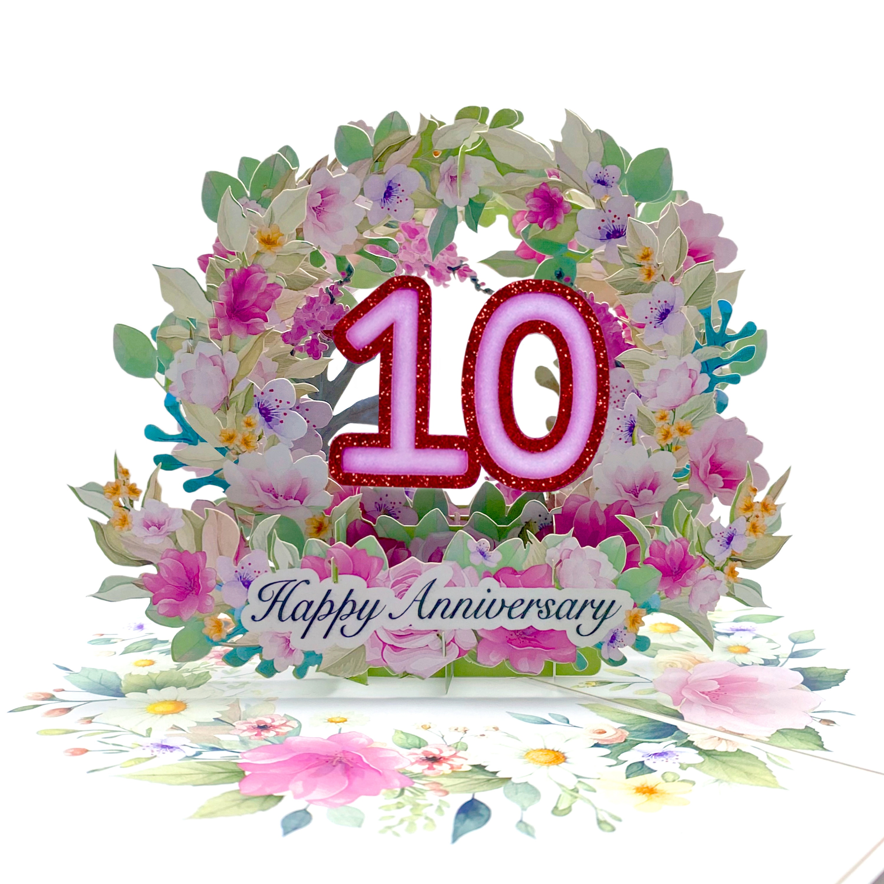 Happy 10th Anniversary Card, 3d Pop up Anniversary Ten Years in