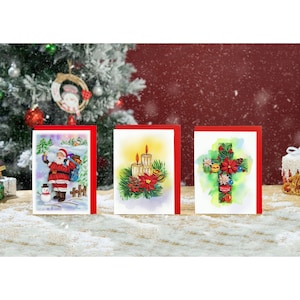 Carte de Noël père Noël quilling, carte de bougie de Noël, carte de croix de Noël pour maman amie amoureuse à Noël, nouvel an, merci