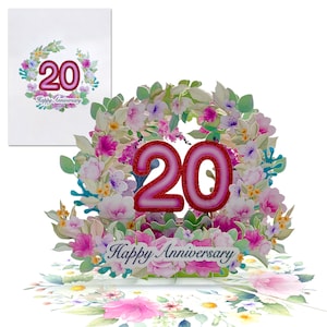 Carte joyeux 20e anniversaire, anniversaire pop-up 3D, vingt ans d'amour, mariage pour lui et elle, mari et femme, deux décennies d'amour