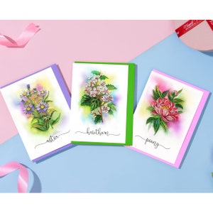 Handmade Flower Quilling Card, Happy Birthday Quilling Card, Birthday Gifts, Aster, Peony, Hawthorn Floral Card For Women, Mom, Girl
