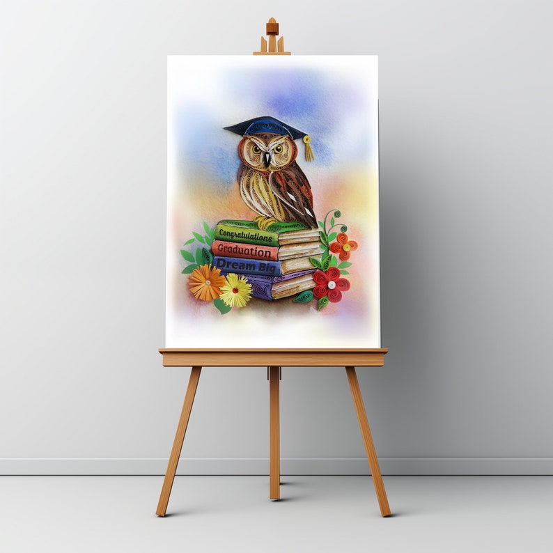Owl and Book Graduation Quilling Card, High School Graduation Card ...