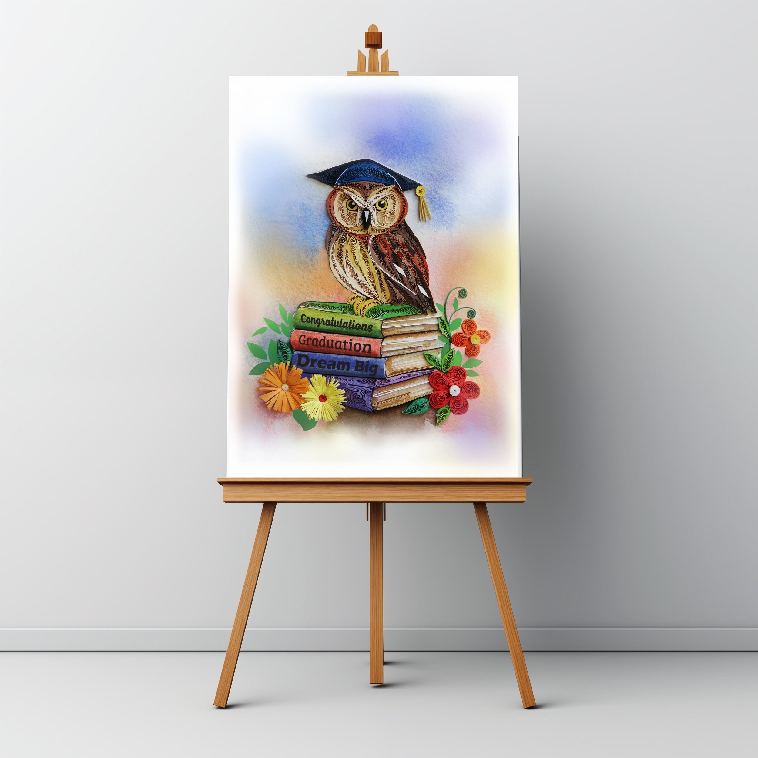 Owl and Book Graduation Quilling Card, High School Graduation Card ...