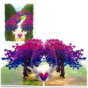 Carte pop-up bisexuelle jardin de fleurs, carte du mois de la fierté, carte de voeux pop-up 3D Happy Valentine, carte amour LGBTQIA + Saint-Valentin pour bisexuels
