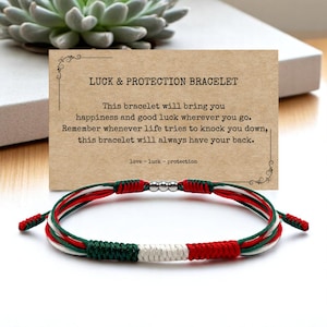 Mexico Flag Bracelet, Mexico Bracelet, Protection and Lucky Surfer String Bracelet, Tibetan Wrist Wrap Bracelet, Boho Style Bracelet