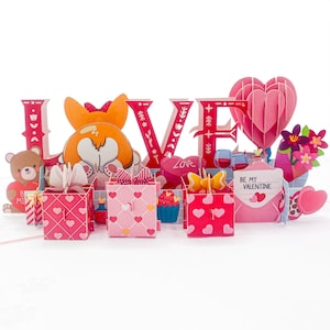 LOVE Corgi Pop Up Pop Up Card, Colorful Animal Pop Up Card, Animal 3D Pop Up Card for All Occasions, Gift for Couples, Mom, Wife, Grandma