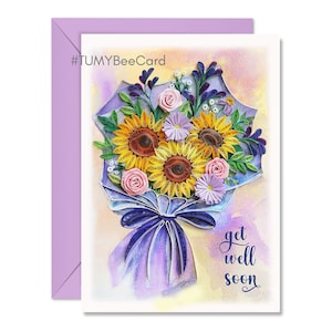 Sonnenblume Gute Besserung Quilling Karte, Handgemachte Blumen Karte für Gute Besserung, Karte für Mama, Oma, Gute Besserung Karte, Karte für Mama, Oma