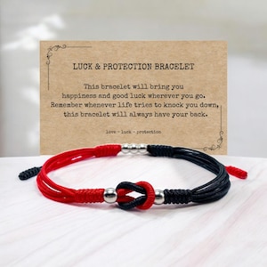 Red and Black Infinity Lucky Tibetan Bracelet Lucky Surfer String Bracelet, Tibetan Wrist Wrap Bracelet, Friendship Him and Her