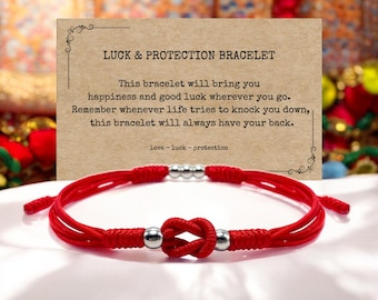 Red Infinity String Bracelet – Tibetan Buddha Monk Lucky Bracelet – Handmade Adjustable Protection Jewelry, Boho Style Bracelet