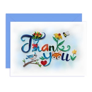 Merci carte de Quilling, carte de voeux artistique de gratitude colorée, carte de remerciement de gratitude fleur pour lui, elle, ami, patron, maman, papa