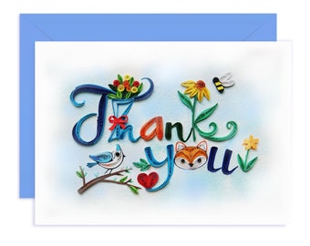 Dankeskarte, Quilling-Karte, farbenfrohe Dankbarkeit, kunstvolle Grußkarte, Dankbarkeitskarte, Blume für Sie, Ihn, Freund, Chef, Mama, Papa