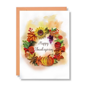 Quilling Thanksgiving carte de voeux colorée, carte de Noël, joyeux remerciement, carte aquarelle artistique artistique automne automne, carte pour amour amie maman