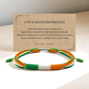 Ireland Flag Bracelet, Ireland Bracelet, Protection and Lucky Surfer String Bracelet, Tibetan Wrist Wrap Bracelet, Boho Style Bracelet