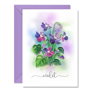 Carte de joyeux anniversaire quilling, carte fleur violette, cadeaux d'anniversaire fleur, carte violette pour femme, maman, fille, fille, carte quilling fait main