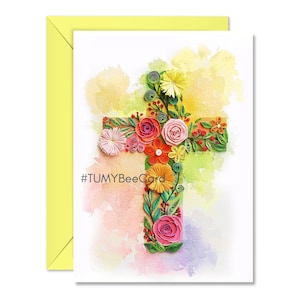 Carte colorée de quilling de première communion, joli baptême, carte de sainte communion, carte de foi chrétienne heureuse, carte catholique avec croix