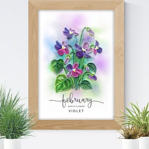 Benutzerdefinierte Familienbild Kunst, Geburtsmonat Blumenfotorahmen, Geburtsblume Holzfotorahmen, Quilling Geburtsblume nach Monaten von Januar bis Dezember