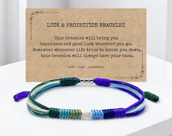 Pulsera con la bandera del orgullo gay de MLM Men – Joyería de protección hecha a mano de MLM para hombres gay, pulsera tibetana con los colores de la bandera de MLM.
