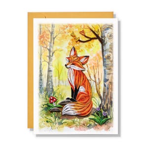 Carte renard en automne, carte quilling animal mignon, carte de voeux saisonnière pour toutes les occasions pour anniversaire, vacances pour lui, elle, ami, maman, papa
