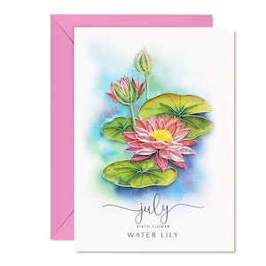 Carte de joyeux anniversaire quilling, carte de fleurs de naissance de juillet, cadeaux d'anniversaire, carte florale de nénuphar pour femme, maman, fille, fille, carte faite main