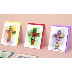 Carte catholique quilling avec croix pour Noël, sympathie, merci, joli baptême, joyeuse carte de foi chrétienne pour petite-fille, petit-fils
