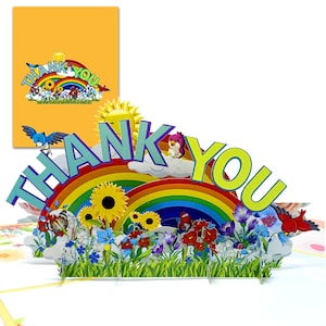 Carte pop-up de remerciement, confettis, carte de remerciement, fleur pour la retraite, une pensée pour vous, reconnaissant, gratitude, maman d'amour, ami, enseignant, patron