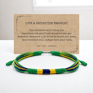 Brazil Flag Bracelet, Brazil Bracelet, Protection and Lucky Surfer String Bracelet, Tibetan Wrist Wrap Bracelet, Boho Style Bracelet