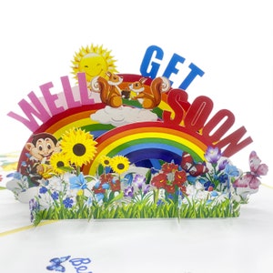 Carte pop-up Bon rétablissement, Carte pop-up Bon rétablissement colorée pour toutes les occasions, Carte pop-up fleur 3D, Cadeau pour maman, collègue, ami