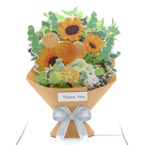 Sunflower Bouquet Pop Up Card, Colorful Flower Pop Up Card, 3D Pop Up Card Flower Bouquet for All Occasions, Gift for Mom, Grandma, Daughter