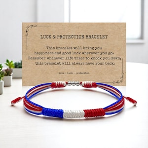 America Flag Bracelet, USA Bracelet, Protection and Lucky Surfer String Bracelet, Tibetan Wrist Wrap Bracelet, Boho Style Bracelet