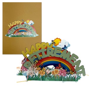 Carte pop-up joyeuse retraite, carte arc-en-ciel, le moment de votre vie, nouvelle aventure, carte de félicitations de retraité pour patron, collègue, enseignant, maman, papa