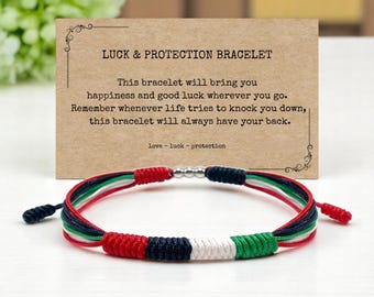 Bracelet drapeau de la Palestine, bracelet palestinien, bracelet protection et fil de surfeur porte-bonheur, bracelet enveloppant tibétain, bracelet de style bohème