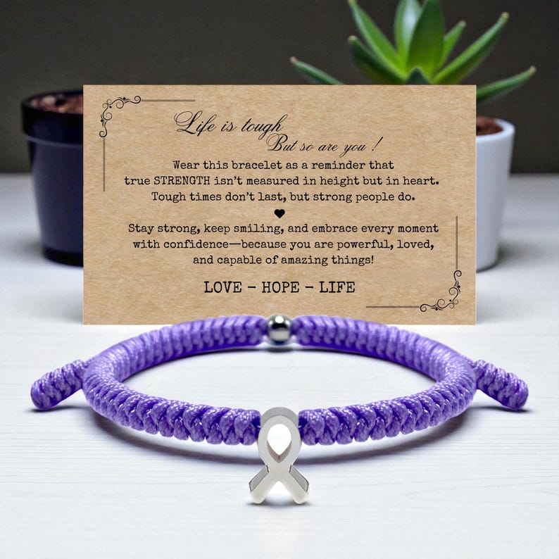 Testicular Cancer Awareness Bracelet, Stainless Steel HOPE Ribbon Charm ...
