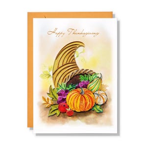 Joyeux Thanksgiving avec des citrouilles, carte de Quilling, carte de Noël, joyeux remerciement, carte aquarelle artistique artistique automne automne pour maman, amie d'amour