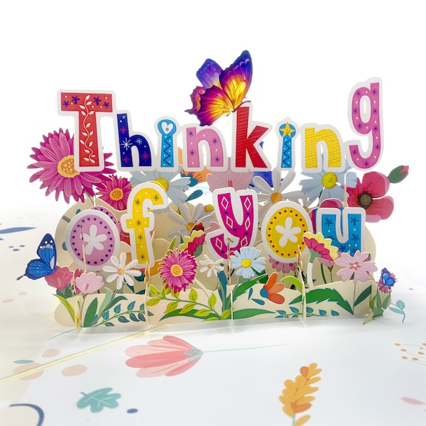 Colorful Thinking Of You Pop Up Card, Colorful Flower Pop Up Card Forget Me Not, With Deepest Sympathy, 3D Flower Pop Up Card, Gift for Mom