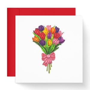Carte florale tulipe multicolore quilling, carte de voeux fleur brillante, carte quilling 3D faite main pour anniversaire d'anniversaire, amie, maman
