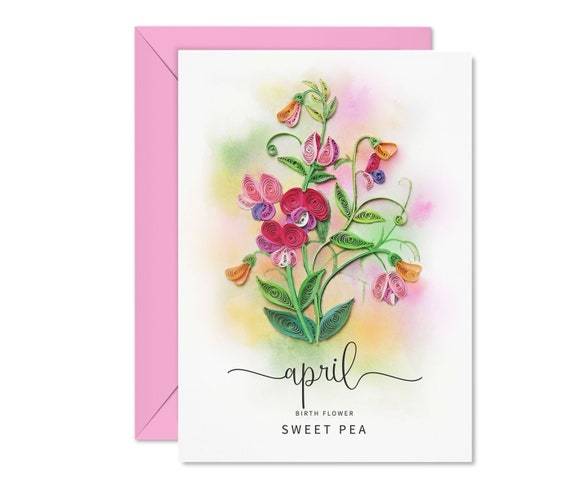Sweet Pea Flower Blooming Pop-Up Greeting Card* Sweet Pea Flower Blooming Pop-Up Greeting Card*