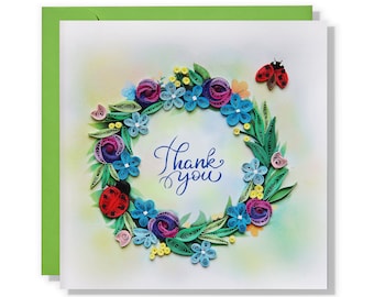 Danke Quilling Karte, Veilchen und Blumen Karte, Bunte Dankbarkeit Kunstvolle Grußkarte, Dankbare Dankbare Karte Blume für Freund, Mama Papa