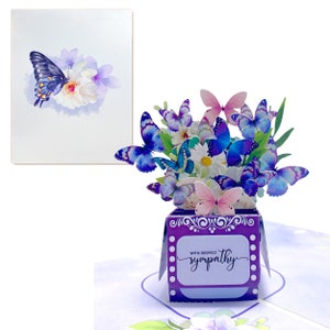Magische Schmetterlinge Box Pop Up Karte, tiefste Sympathie Pop Up Grußkarte, Thinking Of You Karte, Sympathy 3D Flower Pop Up Karte für Mama