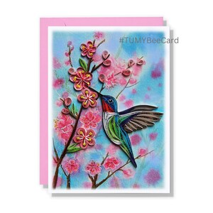 Carte de printemps colibri, carte de Quilling quatre saisons, carte de voeux saisonnière pour toutes les occasions pour anniversaire, vacances pour lui, elle, maman, papa