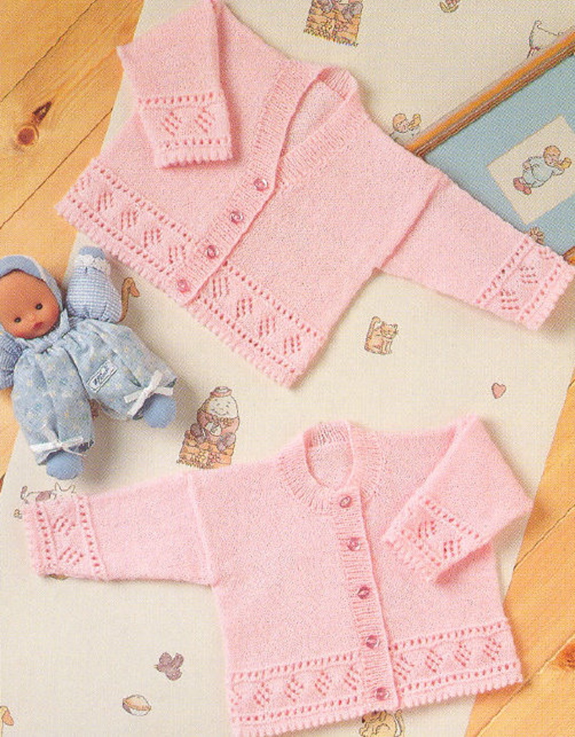 Vintage Knitting Pattern Knit Baby Girl Cardigan Sweaters PDF | Etsy