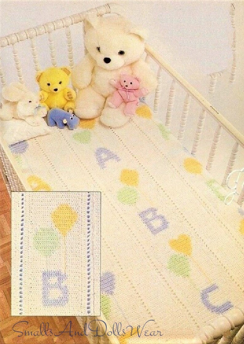 Vintage Crochet Pattern ABC Baby Blanket Afghan PDF Instant Etsy