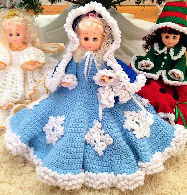 Vintage Crochet Pattern 13 Snowflake Bed Doll & Pillow Etsy